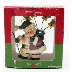 Costco Whimsical Christmas Ornament Santa Claus Stars Noel w/Box